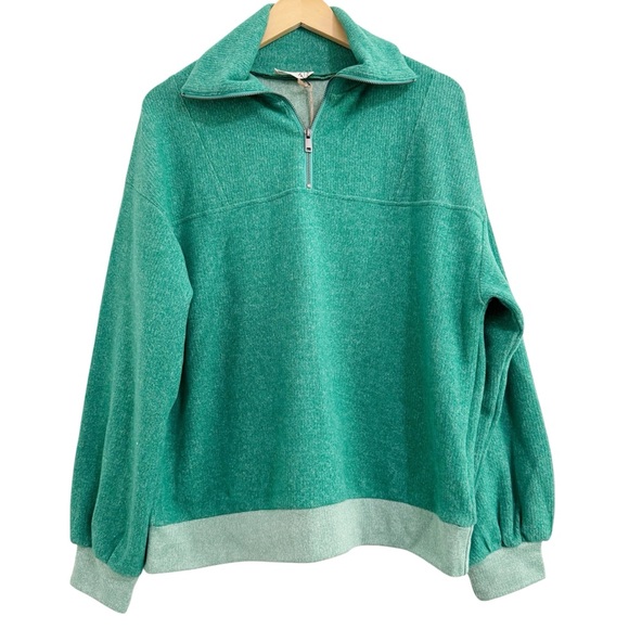 New In Kelly Green Oversized 1/4 Zip Pullover NWT Size Medium - Picture 1 of 11